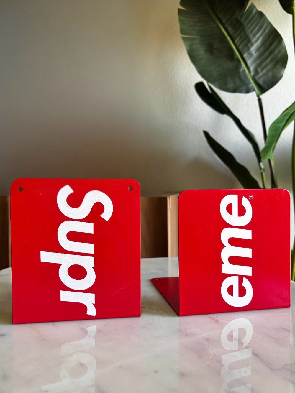 Supreme Red Metal Bookends – Set of 2